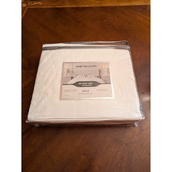 Hampton House Queen Sheet Set 4pcs Blue Pillow Cases100% Cotton Sateen 600 TC - Picture 3 of 7